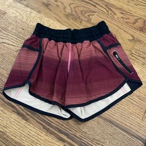 Maroon ombré Lululemon Tracker Shorts